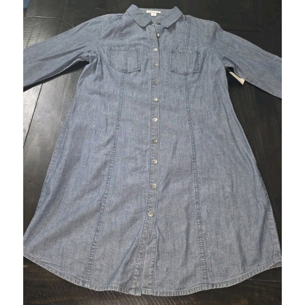 Coldwater Creek Blue Denim Shirt Dress Women 14 Casual Midi  (HL7)